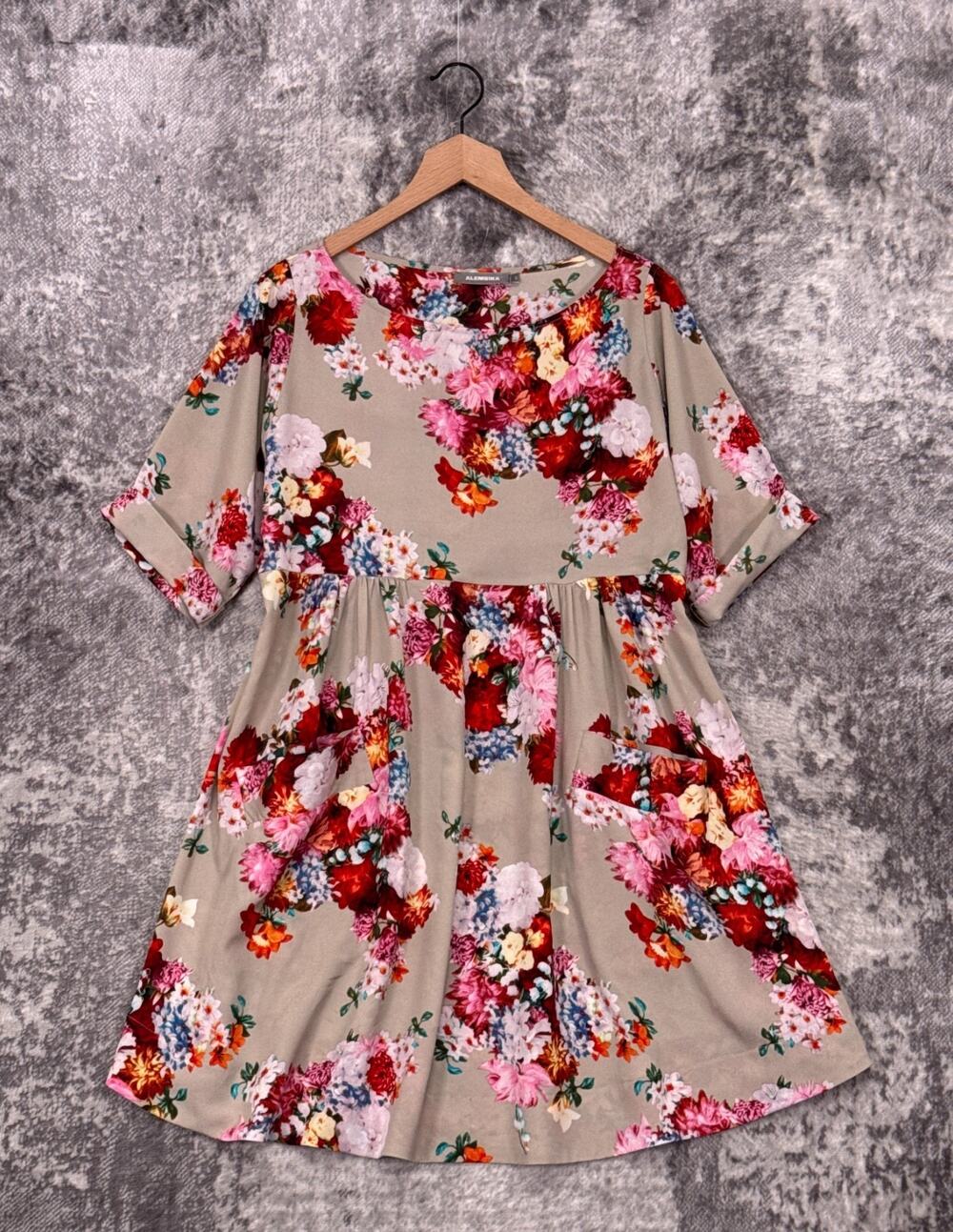 Alembika Dress 2 Womens Floral Short Sleeve Fit And Flare Mini Tunic